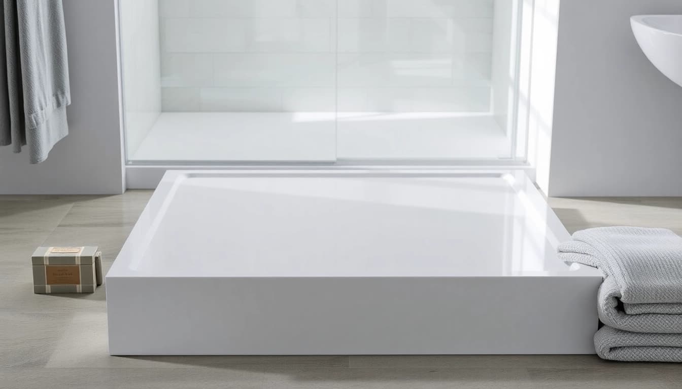 Transform your bathroom with this elegant 800 x 800 shower base, complete with stylish accessories.