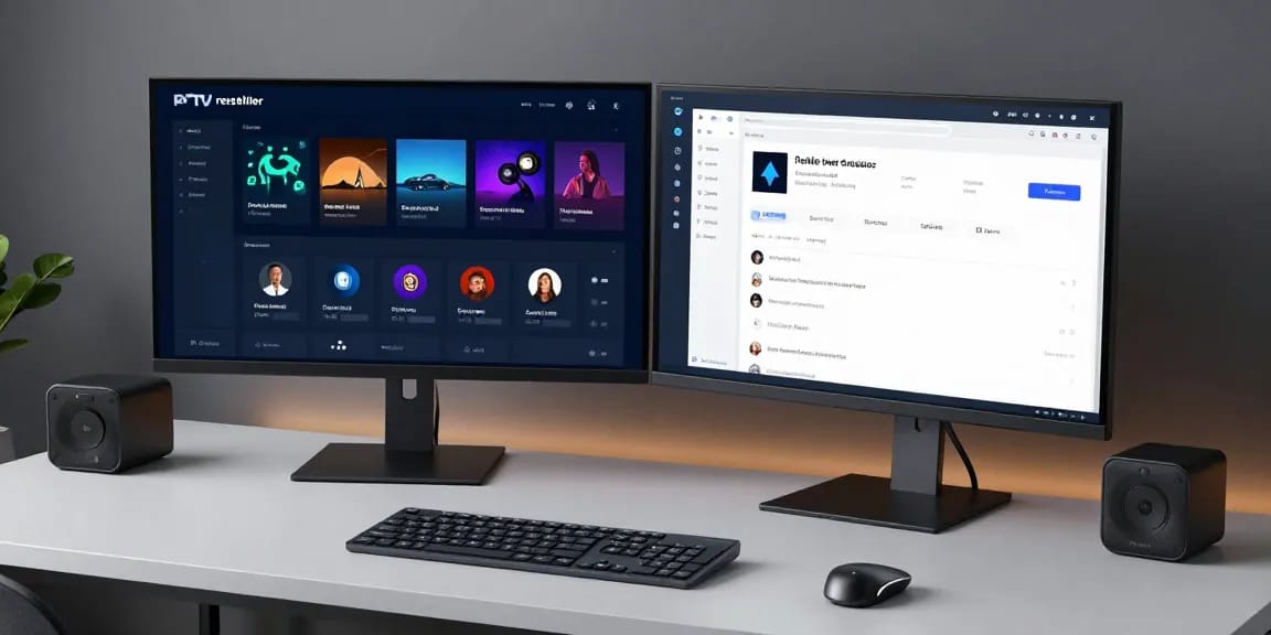 IPTV reseller dashboard showcasing advanced analytics and software management tools for effective digital streaming operations.