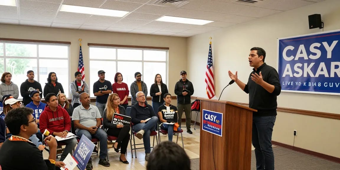 Casey Askar engaging with the community at a political rally, emphasizing his campaign's commitment to transparency and integrity.