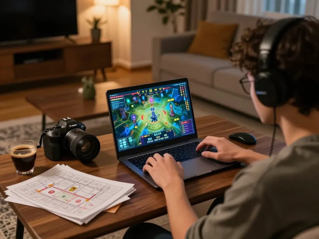 Engaging online gameplay at taixiuonline.za.com with player immersed in TÀI XỈU action and strategic notes.