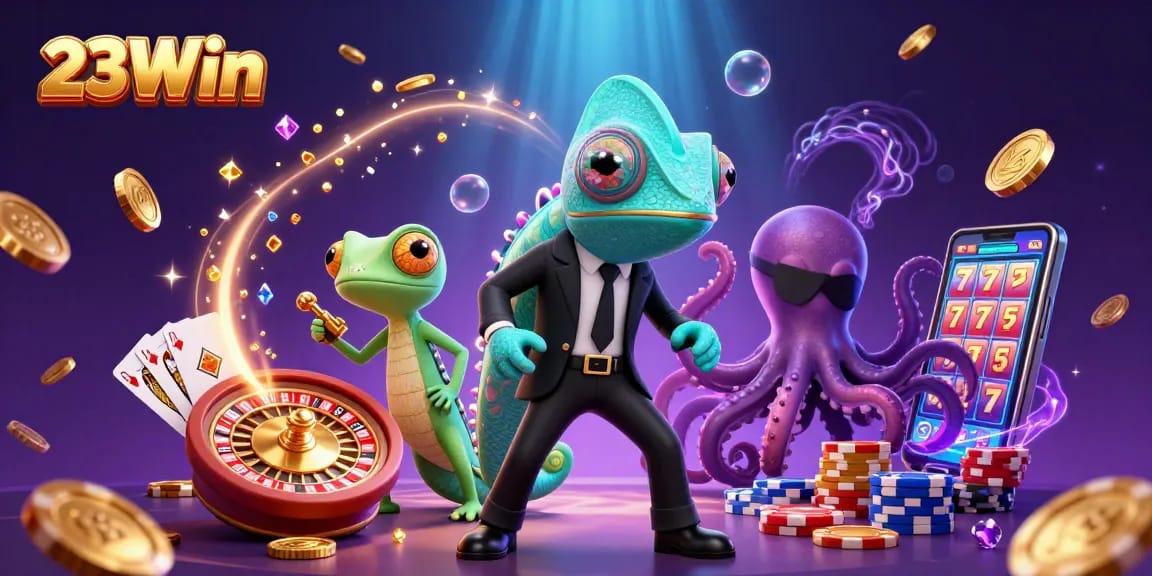 Experience thrilling gameplay at 23Win with vibrant casino elements and action-packed scenes.