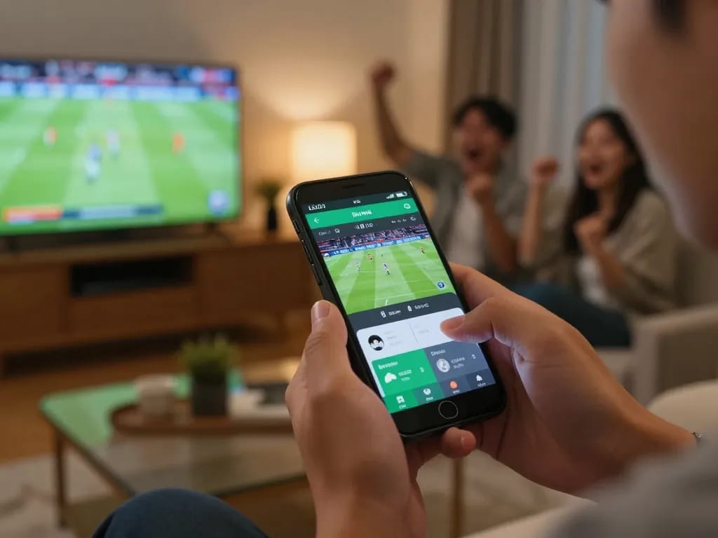 Taruhan pada Judi Bola di lingkungan rumah yang menyenangkan sambil teman-teman mendukung pertandingan sepak bola.