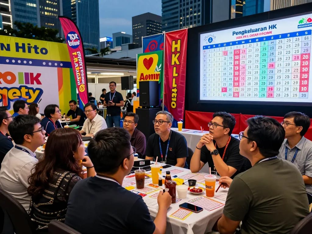 Penonton langsung terlibat dalam acara Pengeluaran HK, dengan antusias menantikan hasil lotere di tengah latar kota yang hidup.