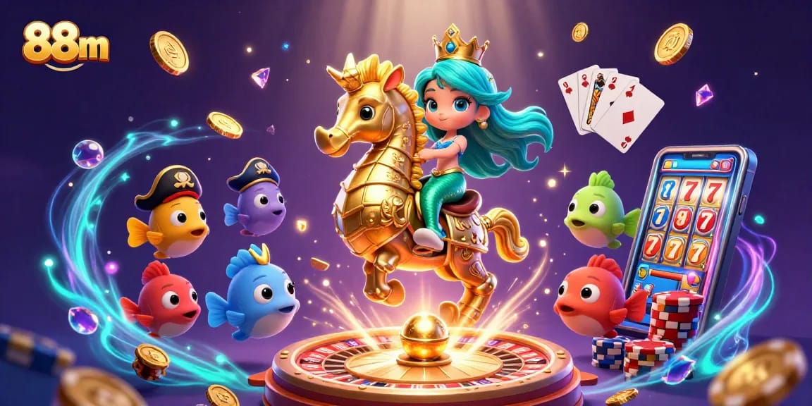 Win big at 88m with a vibrant, magical underwater casino experience featuring mermaids and gold coins.