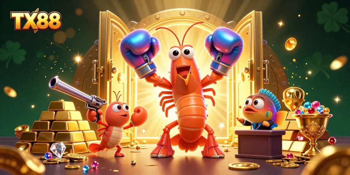 TX88 game night with mantis shrimp champions winning treasures in a dazzling casino