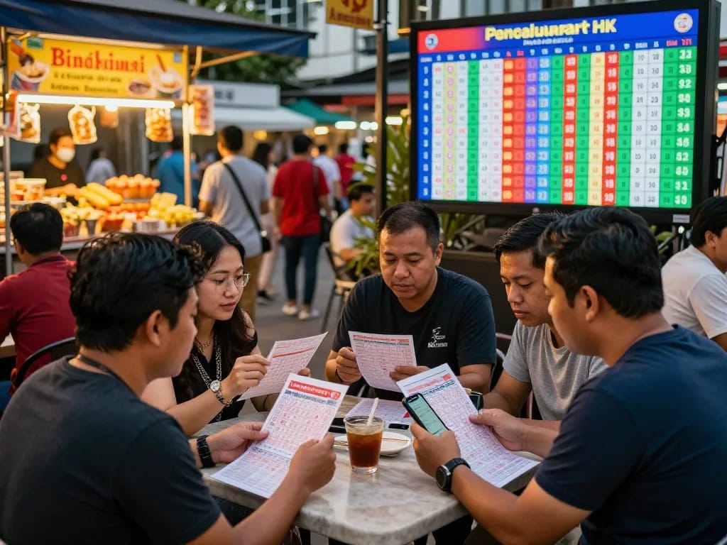 Sahabat merayakan hasil Pengeluaran HK terbaru di kafe luar ruangan, menunjukkan keterlibatan komunitas dan antusiasme untuk Togel Hongkong Lotto.