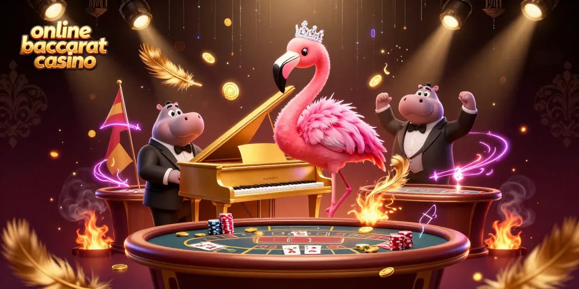 Engage in the exhilarating atmosphere of an online baccarat casino featuring vibrant characters and dynamic elements.