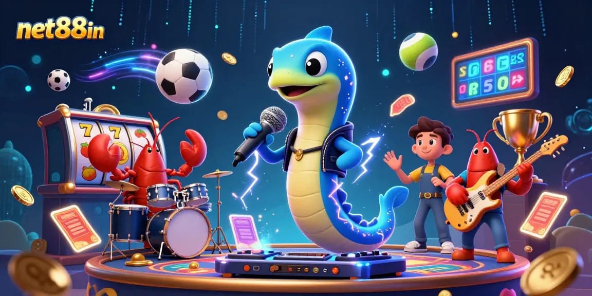 Experience thrilling wins at net88in with a lively 3D underwater casino stage featuring an electric eel DJ.