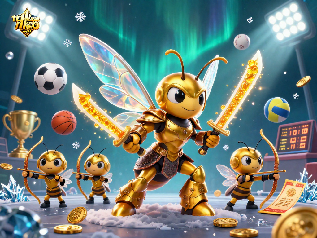 Engage with ty le keo nha cai amid vibrant 3D casino action featuring a golden hornet warrior.