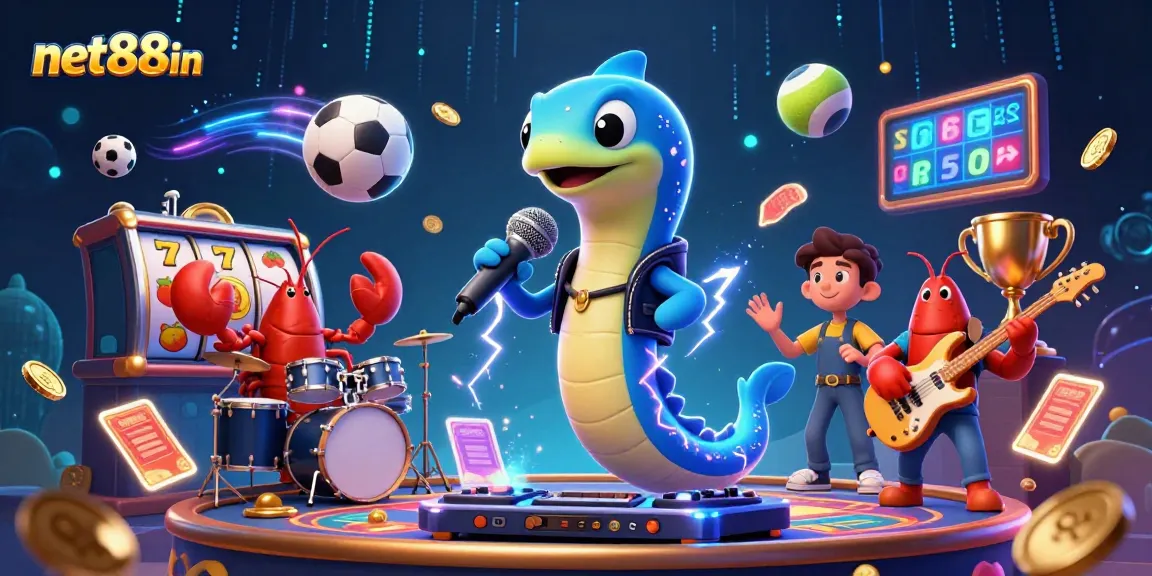 Experience thrilling wins at net88in with a lively 3D underwater casino stage featuring an electric eel DJ.