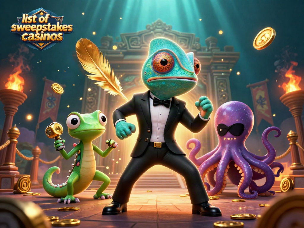 Join the excitement at the list of sweepstakes casinos with thrilling action and vibrant illustrations.