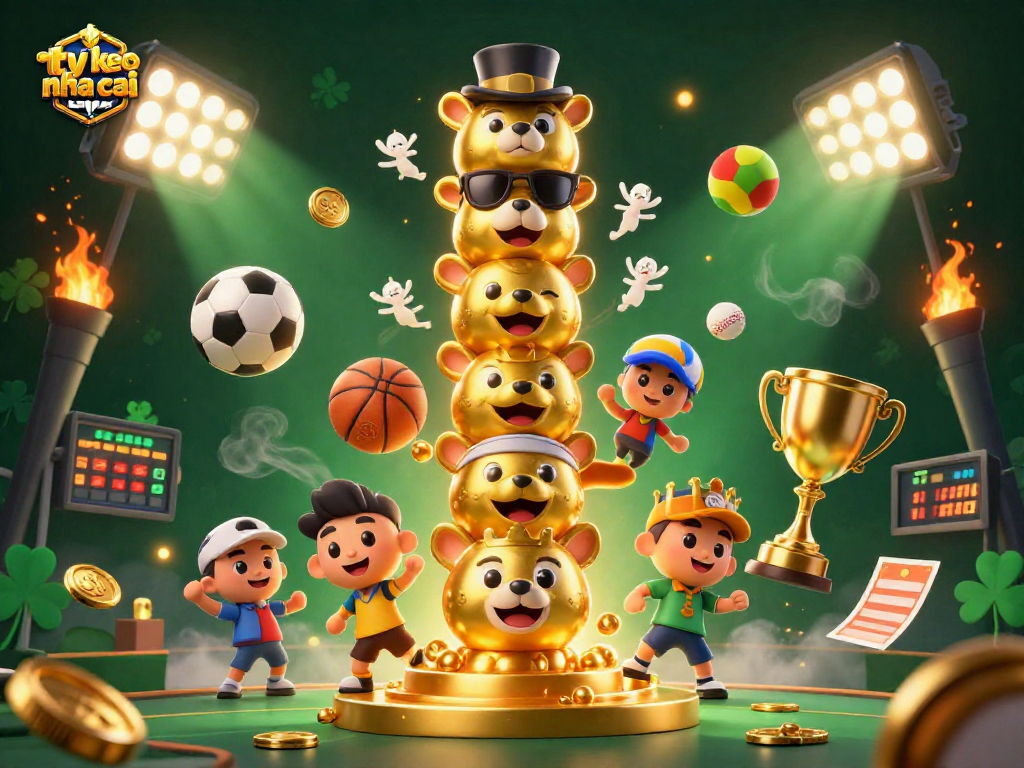 Engage in ty le keo nha cai with dynamic sports elements and vibrant casino visuals in this 3D illustration.